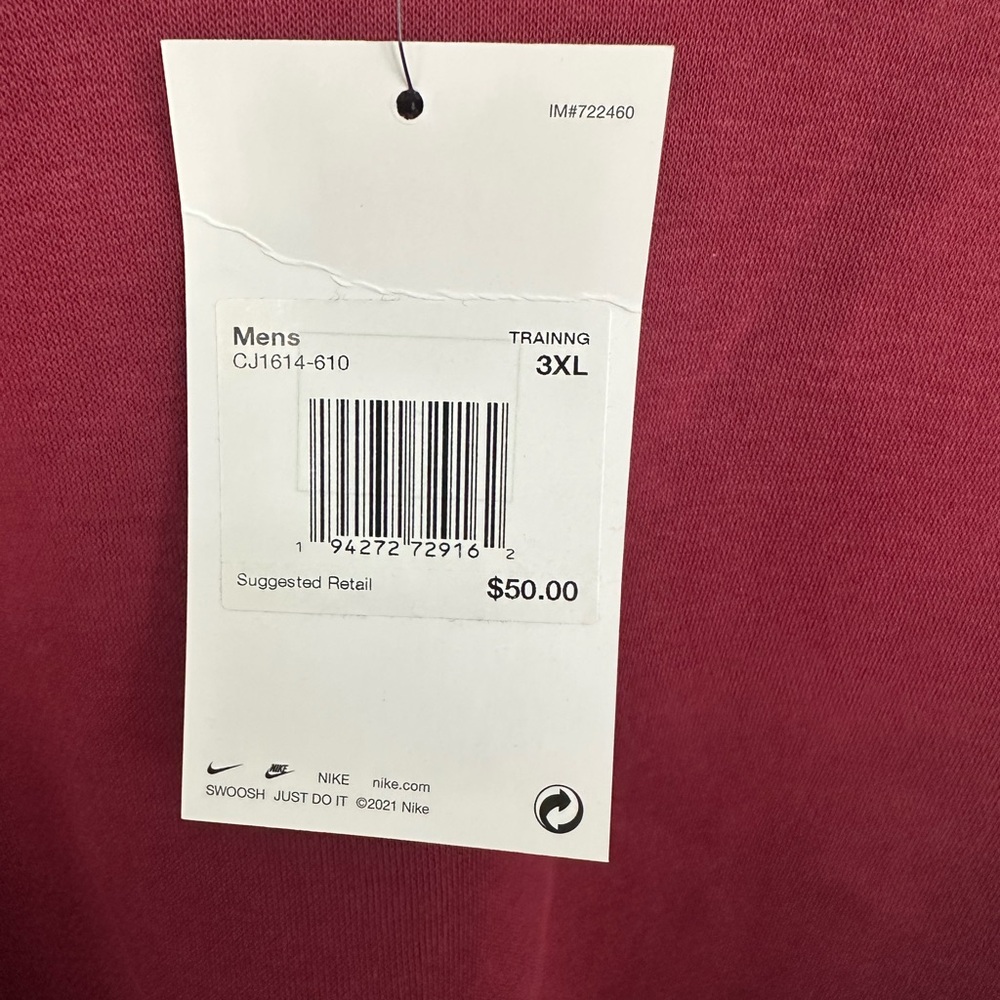Nike Men's Crewneck Sweatshirt - Maroon with White Swoosh - Picture 4 of 6
